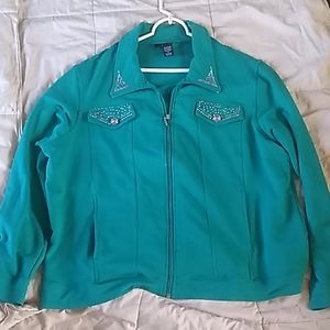 Teal lightweight jacket.